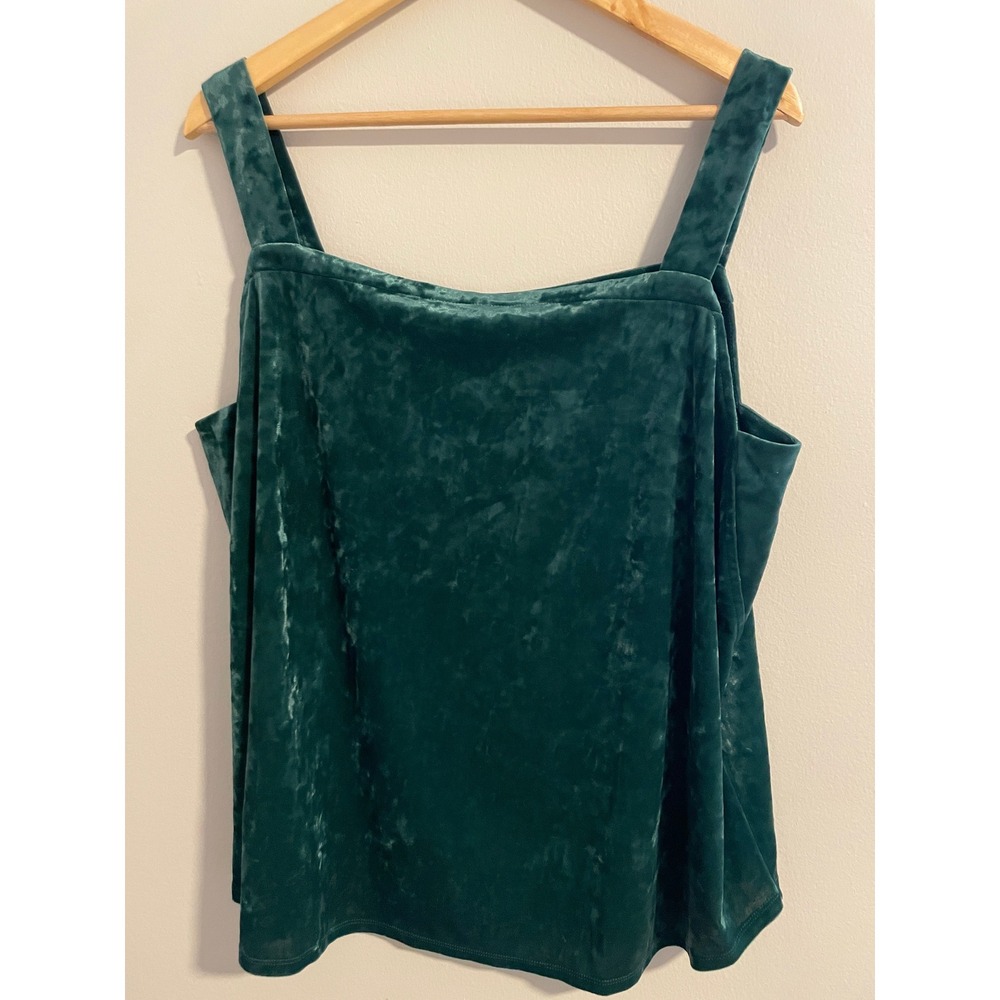 J. Jill Forest Green Crushed Velvet Square Neck Camisole Tank Top XL Glam Goth